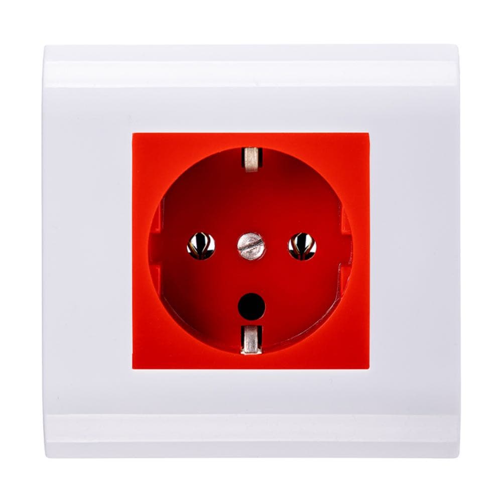 Розетка электрическая Maxicord Mosaic 45x45, нем. ст., 2K+3, 16A, красная — изображение 4
