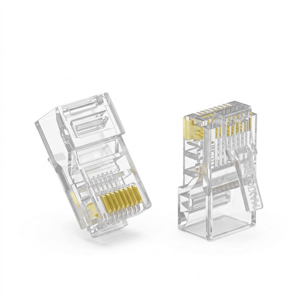 Коннектор Maxicord RJ-45(8P8C) под витую пару, категория 5e, универсальный (для одножильного и многожильного кабеля), упаковка 100 штук
