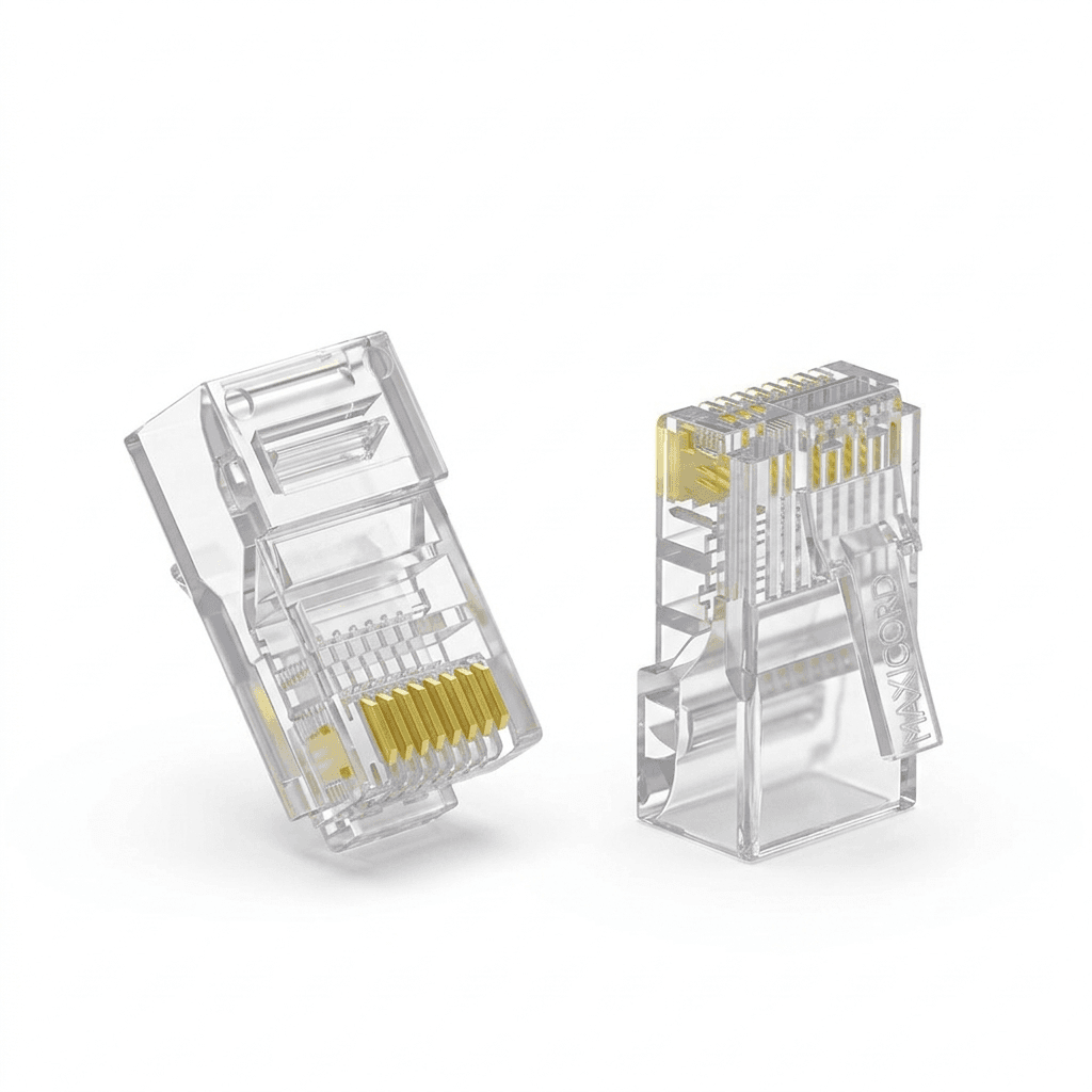 Коннектор Maxicord RJ-45(8P8C) под витую пару, категория 5e, универсальный (для одножильного и многожильного кабеля), упаковка 1000 штук