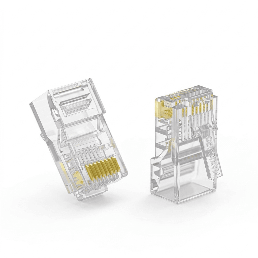 Коннектор Maxicord RJ-45(8P8C) под витую пару, категория 5e, универсальный (для одножильного и многожильного кабеля), упаковка 200 штук