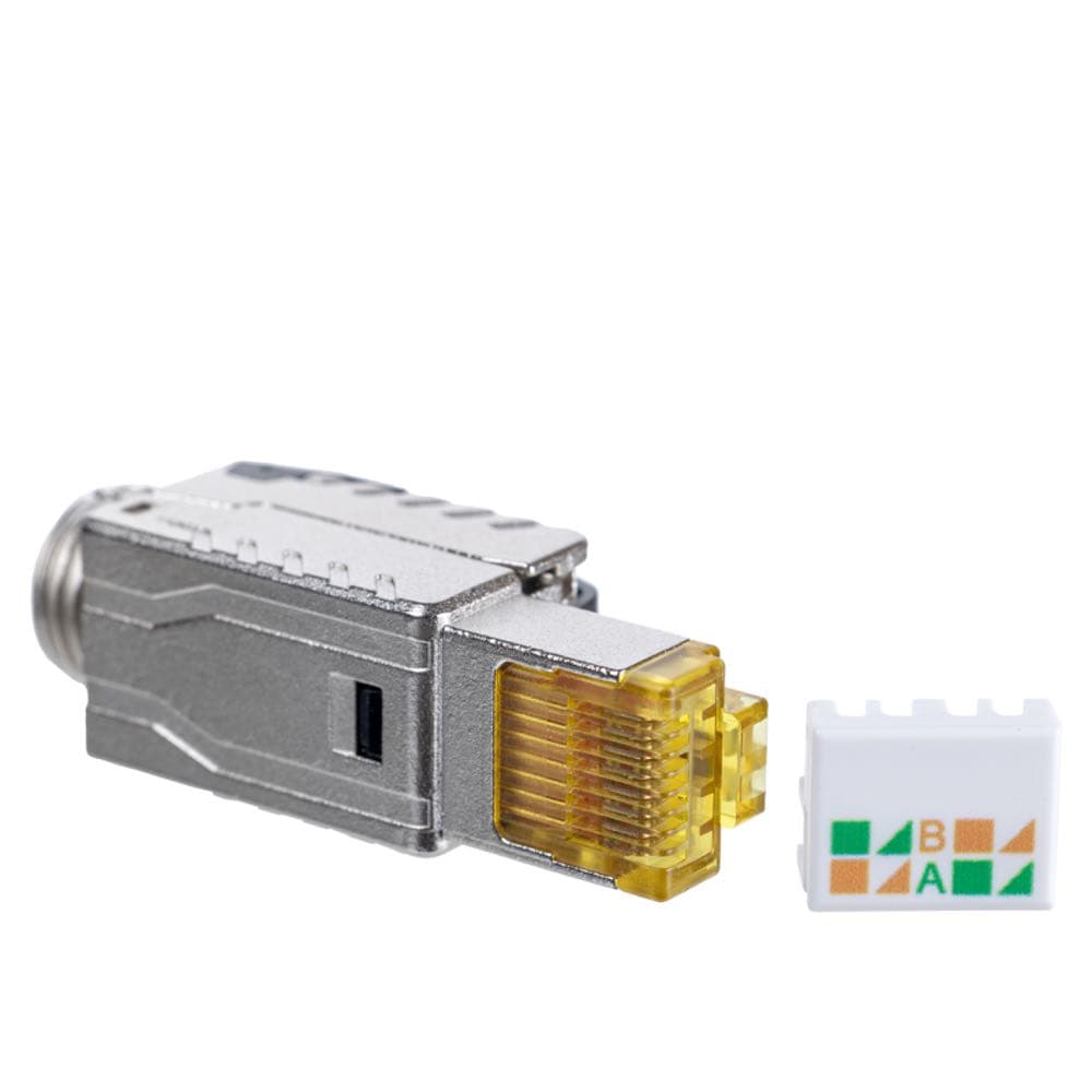Полевой коннектор Maxicord с фиксатором кабеля и колпачком RJ-45(8P8C) под витую пару, категория 6, экранированный, для одножильного кабеля, со вставкой, 50 шт