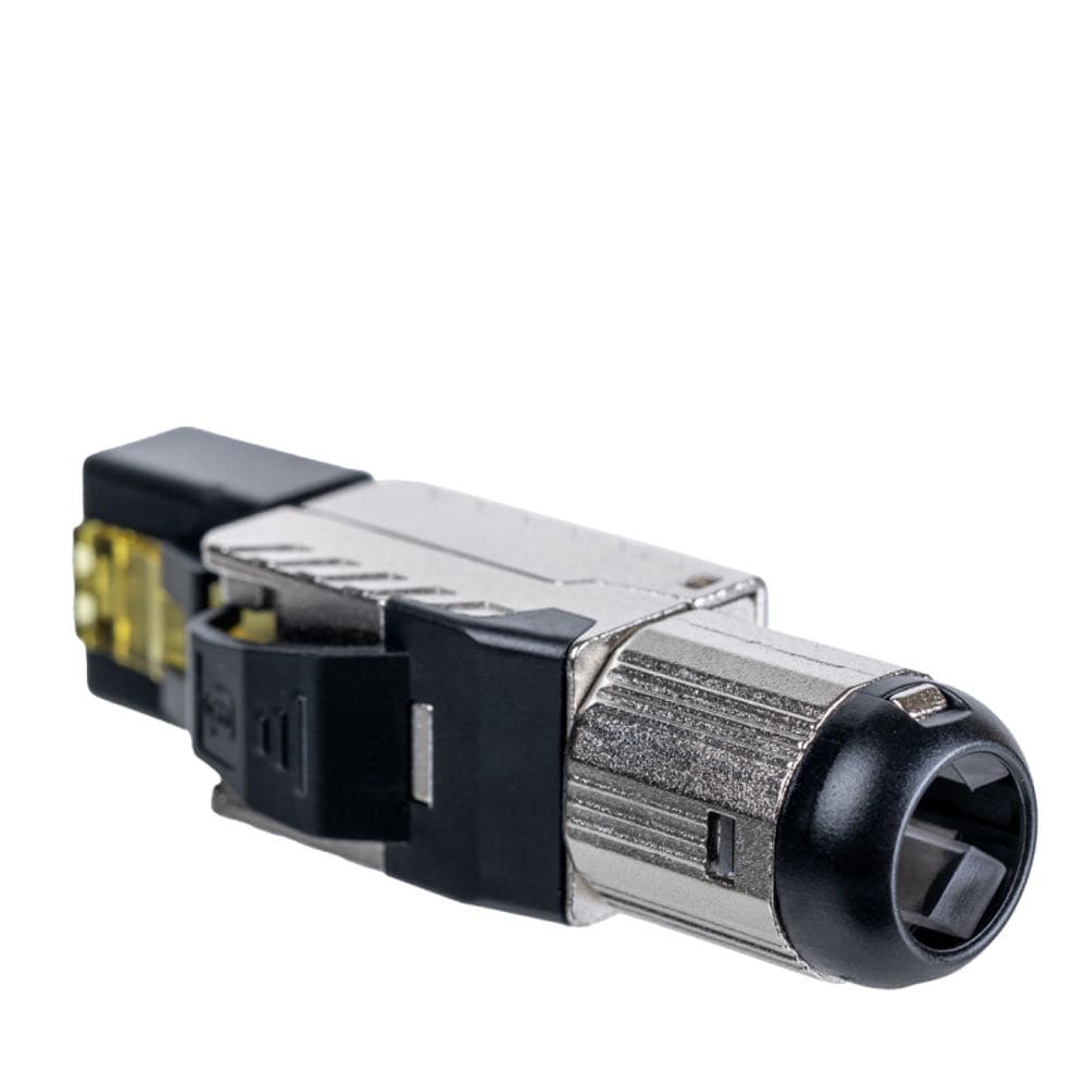 Полевой коннектор Maxicord с фиксатором кабеля и колпачком RJ-45(8P8C) под витую пару, категория 6, экранированный, для одножильного кабеля, со вставкой, 50 шт — изображение 2