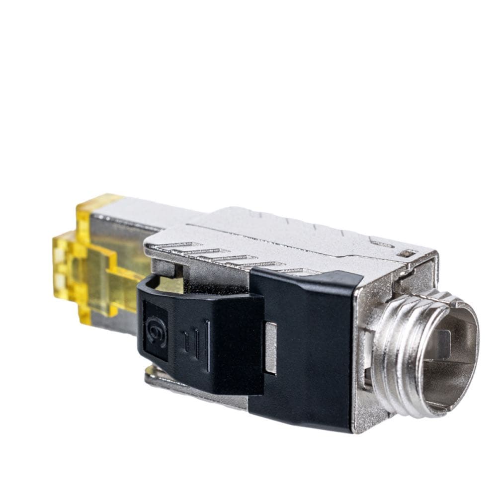 Полевой коннектор Maxicord с фиксатором кабеля и колпачком RJ-45(8P8C) под витую пару, категория 6, экранированный, для одножильного кабеля, со вставкой, 50 шт — изображение 3