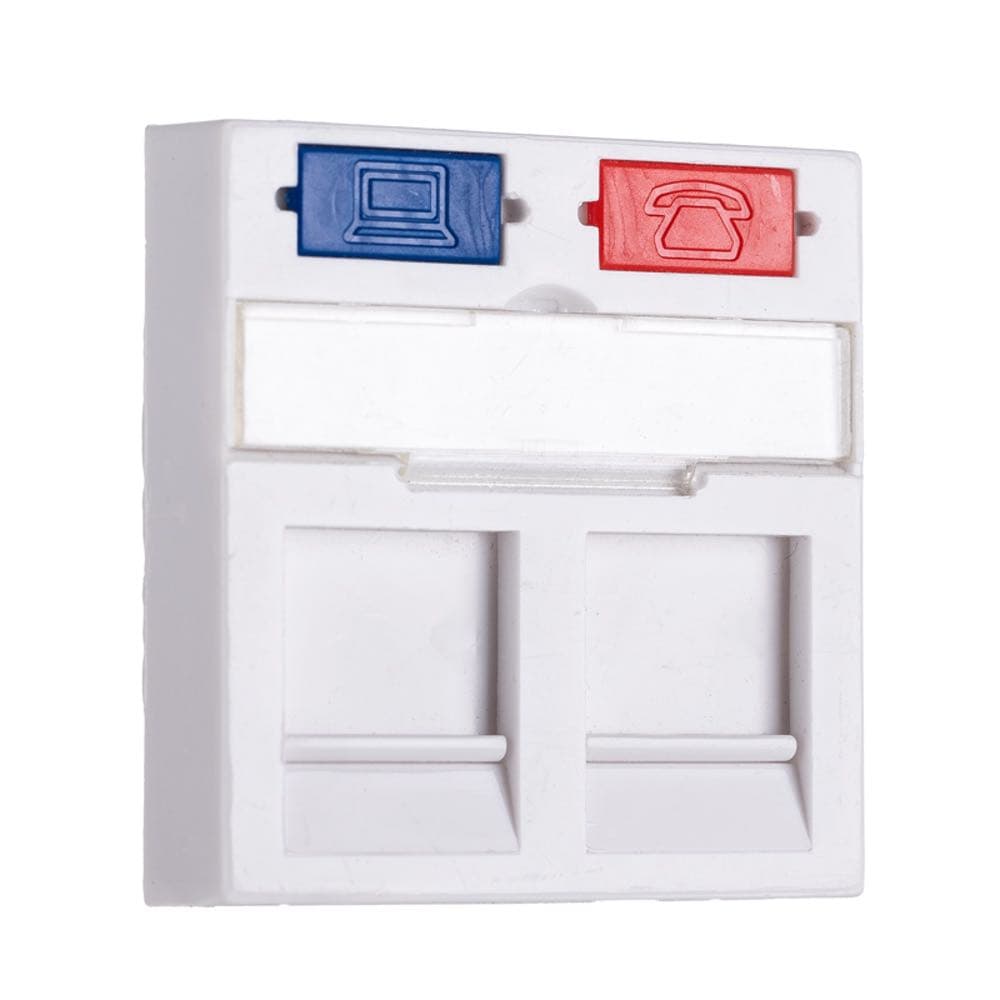 Вставка Maxicord 45х45мм Mosaic для 2 модулей Keystone Jack (RJ-45/11), белая