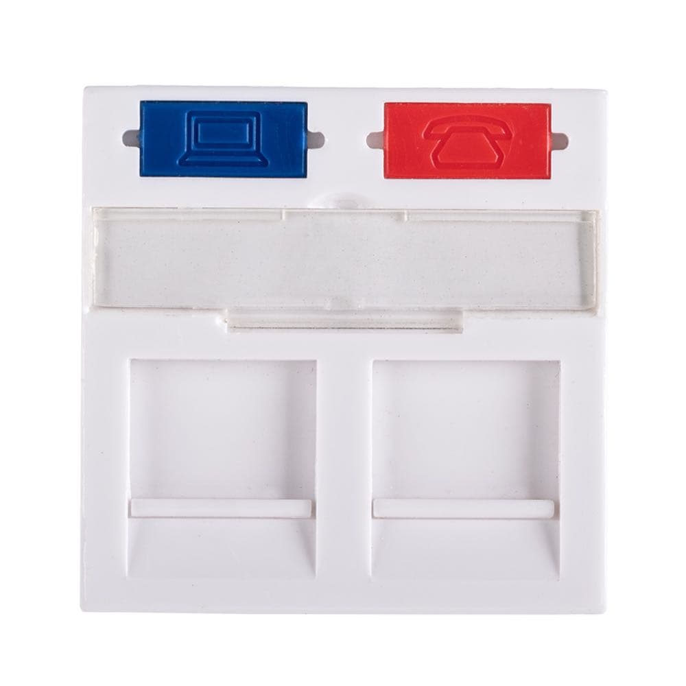 Вставка Maxicord 45х45мм Mosaic для 2 модулей Keystone Jack (RJ-45/11), белая — изображение 2