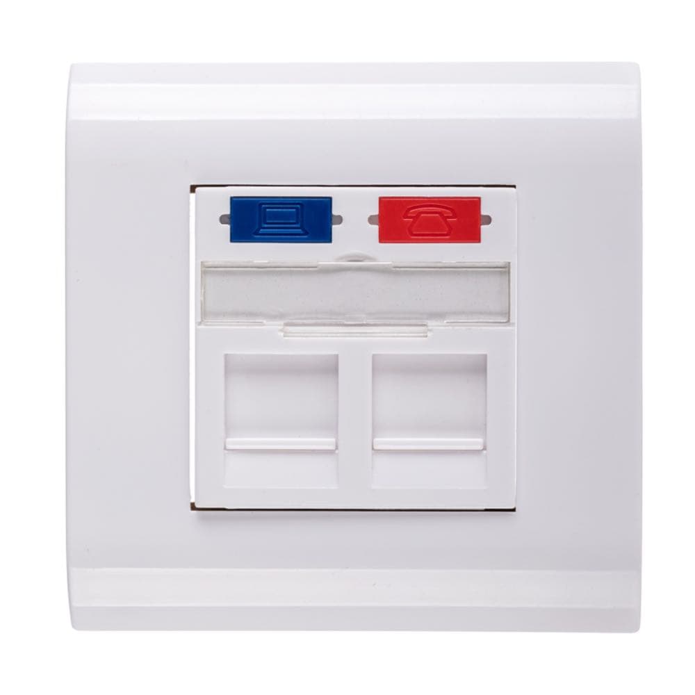 Вставка Maxicord 45х45мм Mosaic для 2 модулей Keystone Jack (RJ-45/11), белая — изображение 4