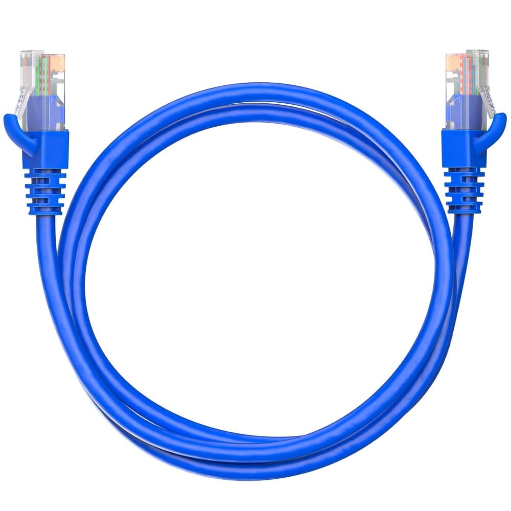 Коммутационный шнур (патч-корд) Maxicord RJ-45, категория 5e, неэкранированный U/UTP, 4 пары, многожильный, чистая медь (BC), 26 AWG, LSZH 1 метр, синий