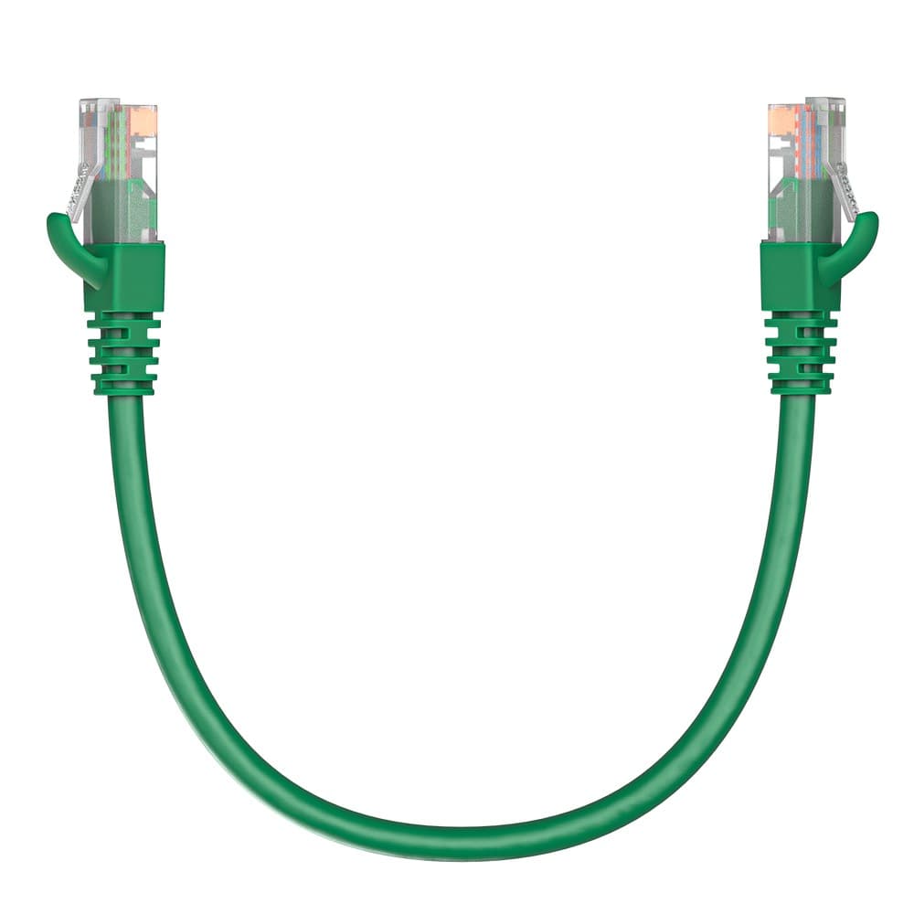 Коммутационный шнур (патч-корд) Maxicord RJ-45, категория 5e, неэкранированный U/UTP, 4 пары, многожильный, чистая медь (BC), 26 AWG, LSZH 0.3 метра, зеленый