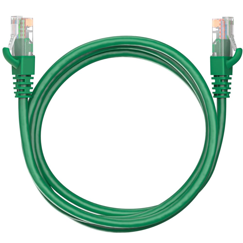 Коммутационный шнур (патч-корд) Maxicord RJ-45, категория 5e, неэкранированный U/UTP, 4 пары, многожильный, чистая медь (BC), 26 AWG, LSZH 1.5 метра, зеленый