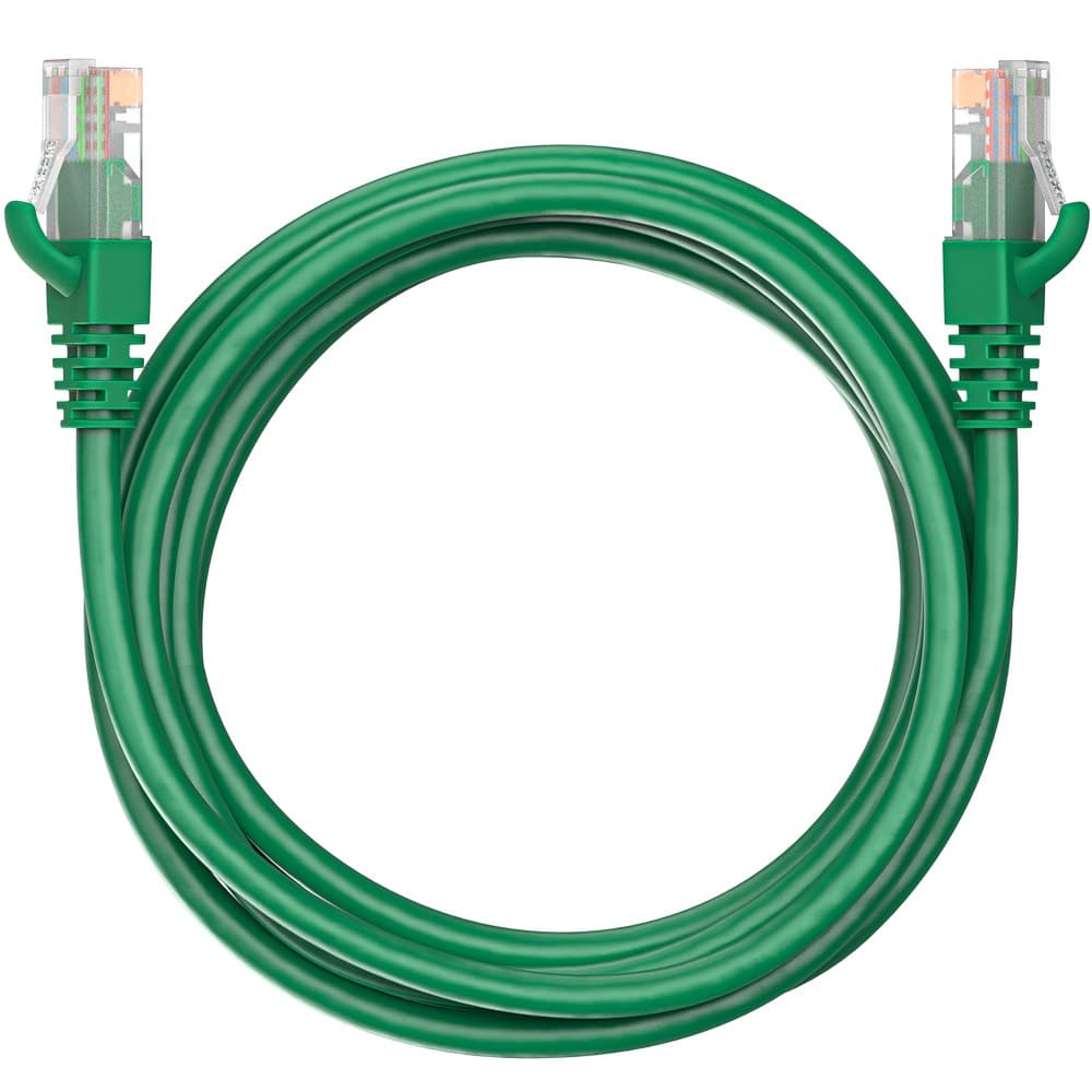 Коммутационный шнур (патч-корд) Maxicord RJ-45, категория 5e, неэкранированный U/UTP, 4 пары, многожильный, чистая медь (BC), 26 AWG, LSZH 2 метра, зеленый