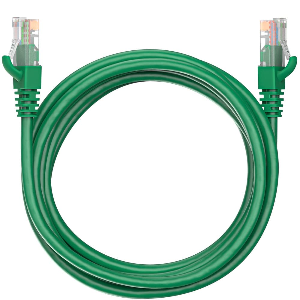 Коммутационный шнур (патч-корд) Maxicord RJ-45, категория 5e, неэкранированный U/UTP, 4 пары, многожильный, чистая медь (BC), 26 AWG, LSZH 3 метра, зеленый