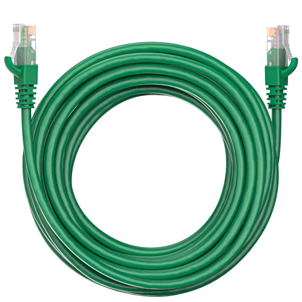 Коммутационный шнур (патч-корд) Maxicord RJ-45, категория 5e, неэкранированный U/UTP, 4 пары, многожильный, чистая медь (BC), 26 AWG, LSZH 5 метров, зеленый