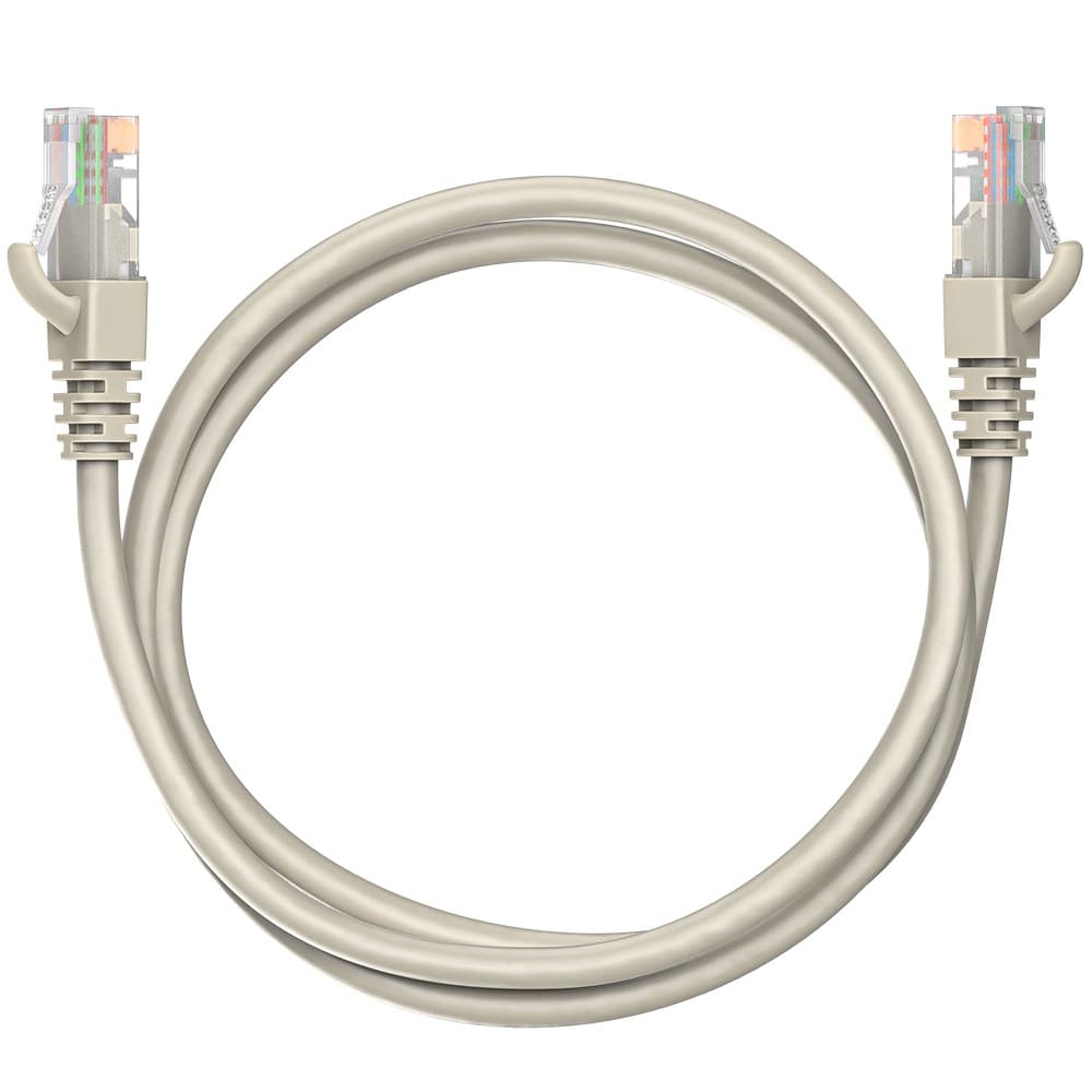 Коммутационный шнур (патч-корд) Maxicord RJ-45, категория 5e, неэкранированный U/UTP, 4 пары, многожильный, чистая медь (BC), 26 AWG, LSZH 1 метр, серый