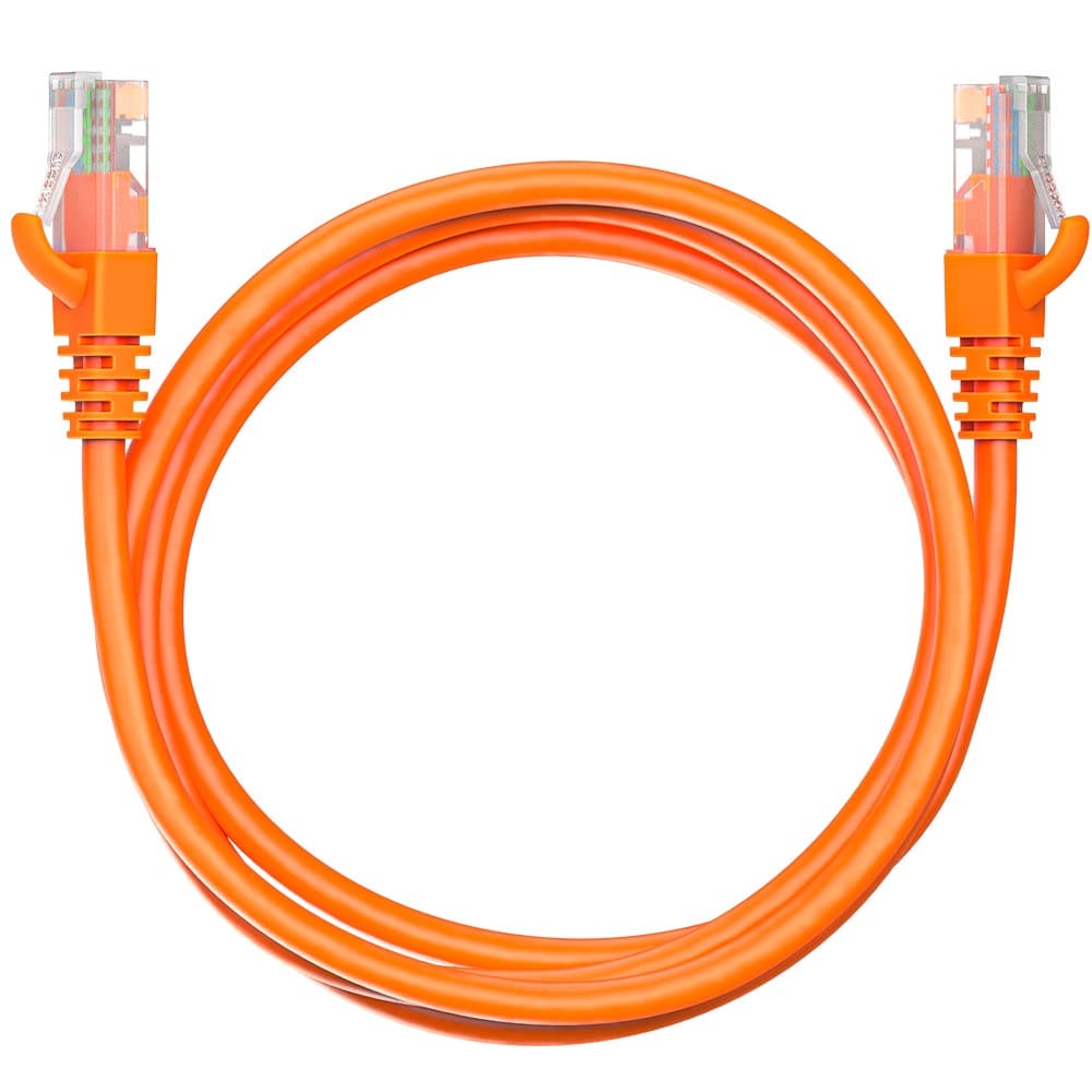 Коммутационный шнур (патч-корд) Maxicord RJ-45, категория 5e, неэкранированный U/UTP, 4 пары, многожильный, чистая медь (BC), 26 AWG, LSZH 1.5 метра, оранжевый