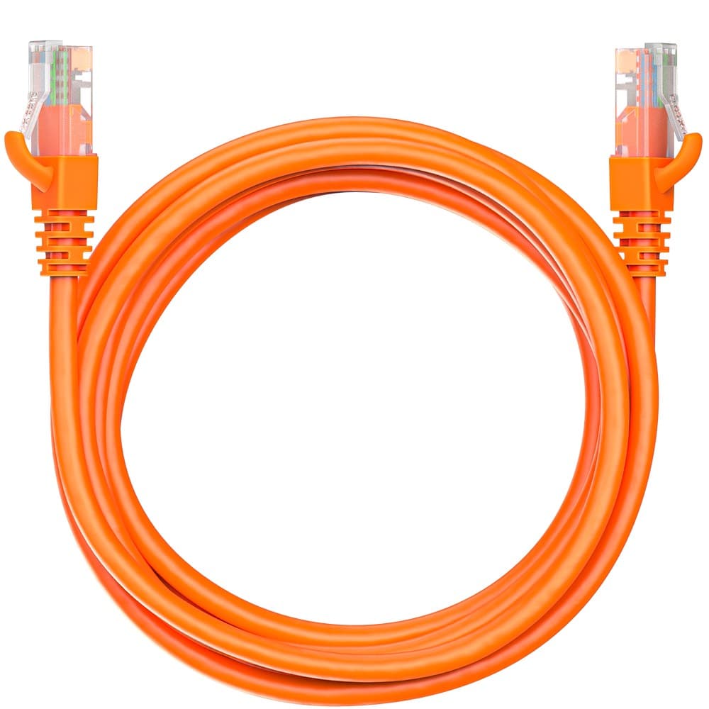 Коммутационный шнур (патч-корд) Maxicord RJ-45, категория 5e, неэкранированный U/UTP, 4 пары, многожильный, чистая медь (BC), 26 AWG, LSZH 3 метра, оранжевый