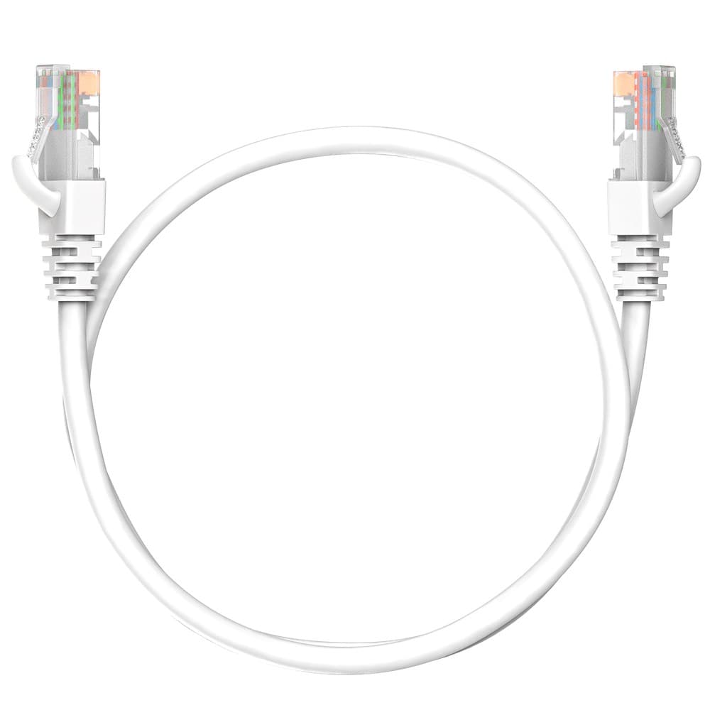 Коммутационный шнур (патч-корд) Maxicord RJ-45, категория 5e, неэкранированный U/UTP, 4 пары, многожильный, чистая медь (BC), 26 AWG, LSZH 0.5 метра, белый