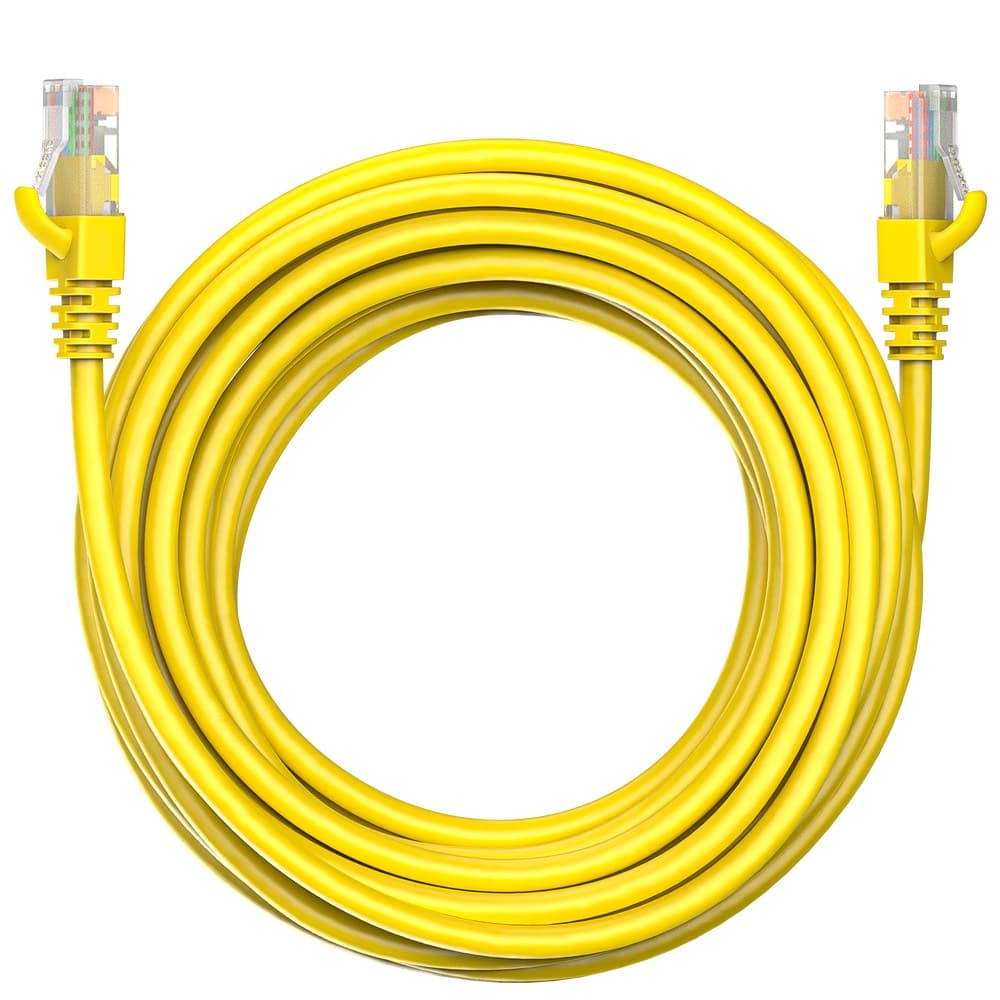 Коммутационный шнур (патч-корд) Maxicord RJ-45, категория 5e, неэкранированный U/UTP, 4 пары, многожильный, чистая медь (BC), 26 AWG, LSZH 5 метров, желтый