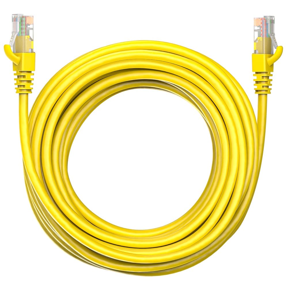 Коммутационный шнур (патч-корд) Maxicord RJ-45, категория 5e, неэкранированный U/UTP, 4 пары, многожильный, чистая медь (BC), 26 AWG, LSZH 7 метров, желтый