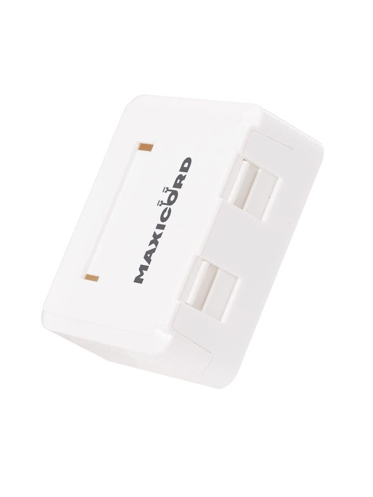 Корпус информационной розетки Maxicord 2 порта (для модулей RJ-45/11), настенный белый — изображение 3