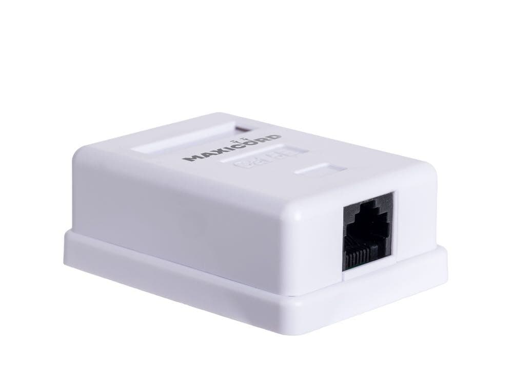 Компьютерная (информационная) розетка Maxicord, категория 5е,1 порт RJ-45, настенная белая